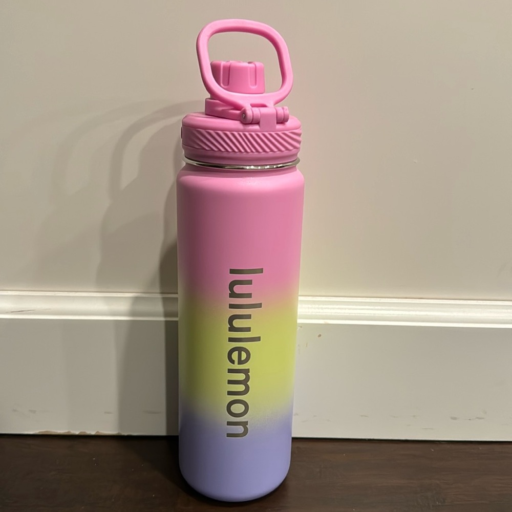 Lululemon water bottle/tumbler. Pink/yellow/purple
